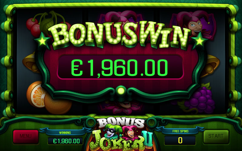 Výhra z bonusovej hry na automate Bonus Joker 2